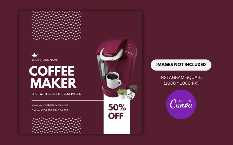 Coffee Maker Discount Sale Canva Design Template - Features Image 1