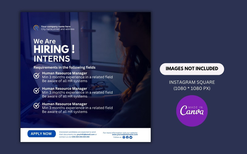 We Are Hiring Interns Canva Designs Template - Features Image 1