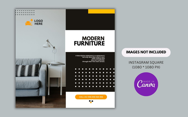 Modern Home Furniture Sale Canva Design Template - Features Image 1