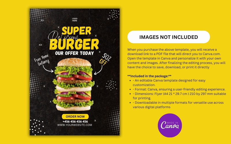 Шаблон дизайна флаера быстрого питания с гамбургером - Features Image 1