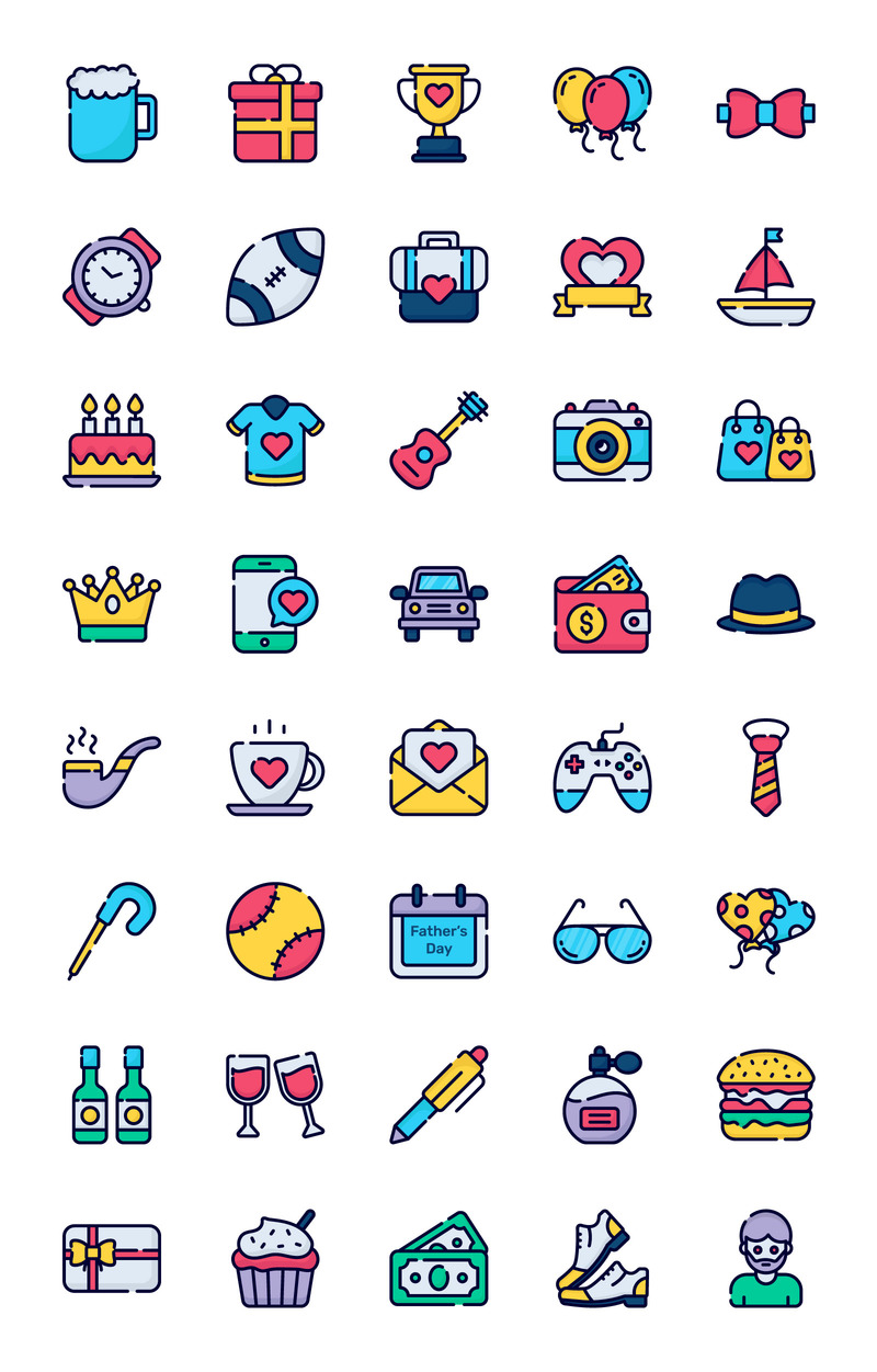 Gelukkige Vaderdag iconen set - Features Image 1