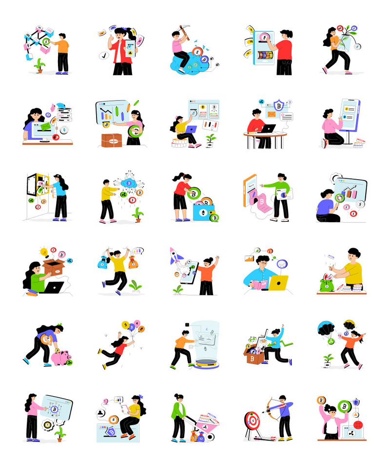 Cryptocurrency Flat Vector Illustration - Features Image 1
