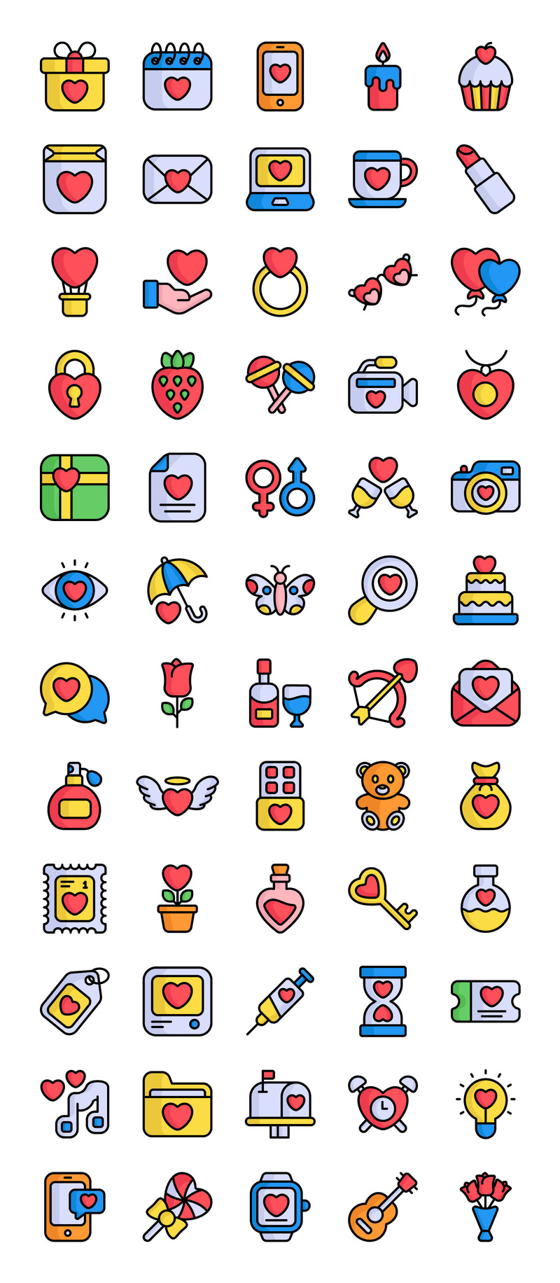 День Святого Валентина Плоские Векторные Иконки - Features Image 1