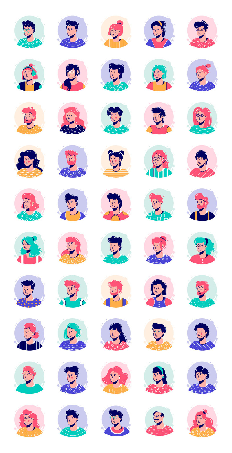 50 Avatar flat vector icons - Features Image 2