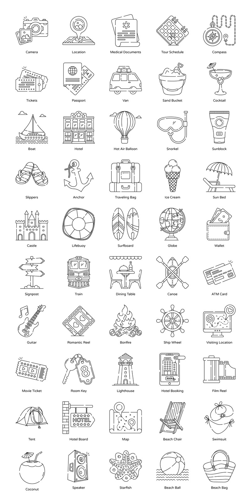 Icone vettoriali di viaggio e vacanza - Caratteristiche Immagine 3