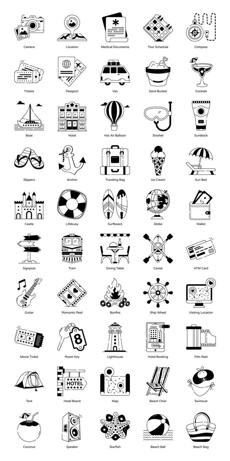 Icone vettoriali di viaggio e vacanza - Caratteristiche Immagine 4