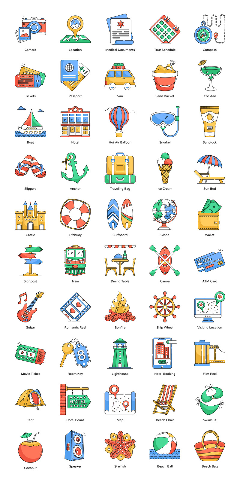 Icone vettoriali di viaggio e vacanza - Caratteristiche Immagine 1