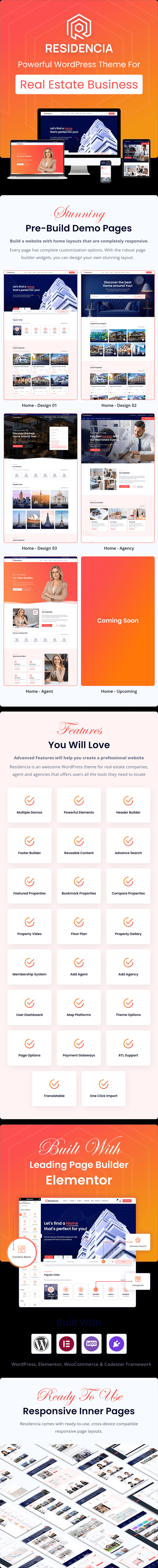 Residencia - Real Estate WordPress Theme - Features Image 1
