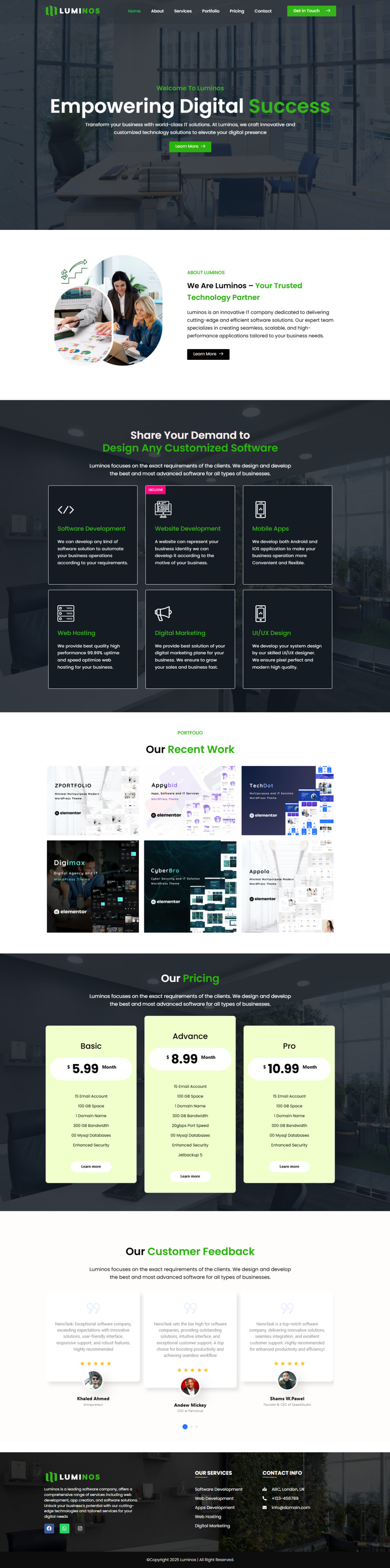 Luminos – Mehrzweck-IT- und Business-WordPress-Theme, eine Seite - Eigenschaften Bild 1