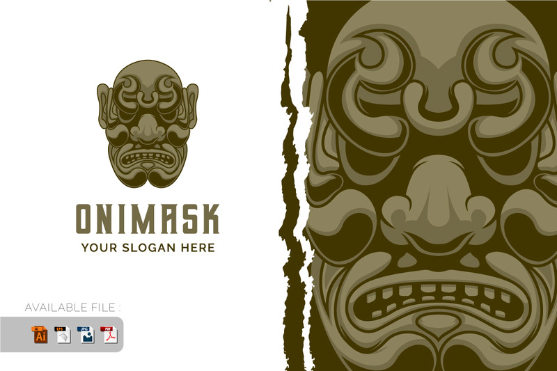 Hanya máscara cara samurai guerrero logo vintage vector ilustración - Características Imagen 3