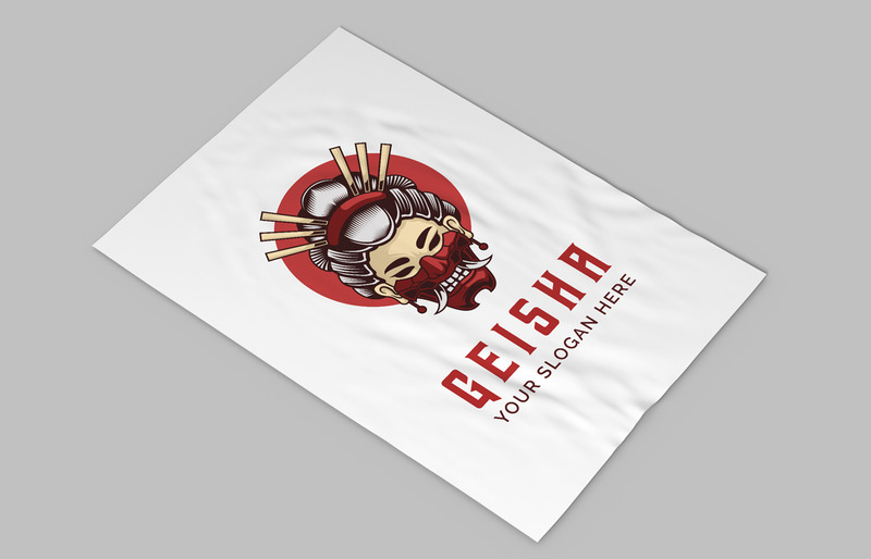 Geisha With Hanya Mask Samurai Warrior Logo vintage vector illustration - Features Image 3