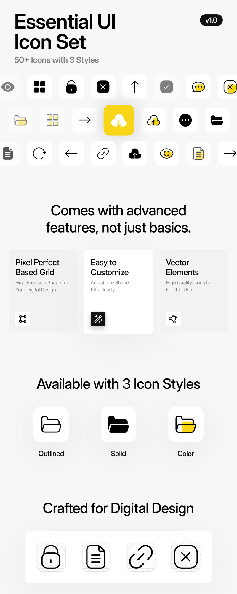 Set di icone delle interfacce utente Essentials V1 - Caratteristiche Immagine 1