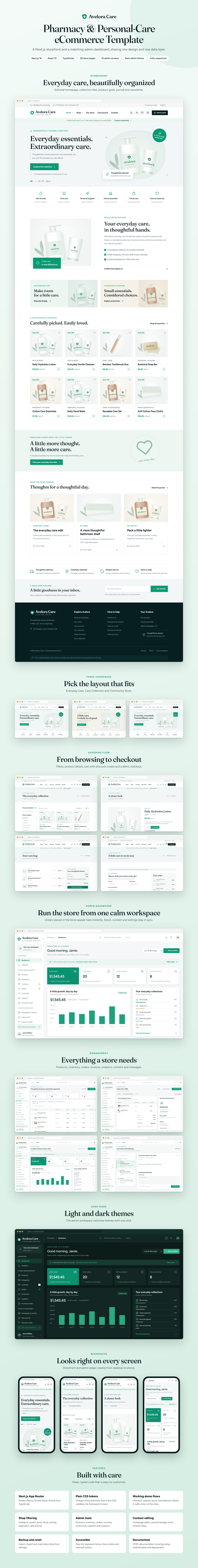 Avelora Care - Modèle e-commerce Next.js pour pharmacie et parapharmacie avec tableau de bord d'administration - Caractéristiques de l’image 1