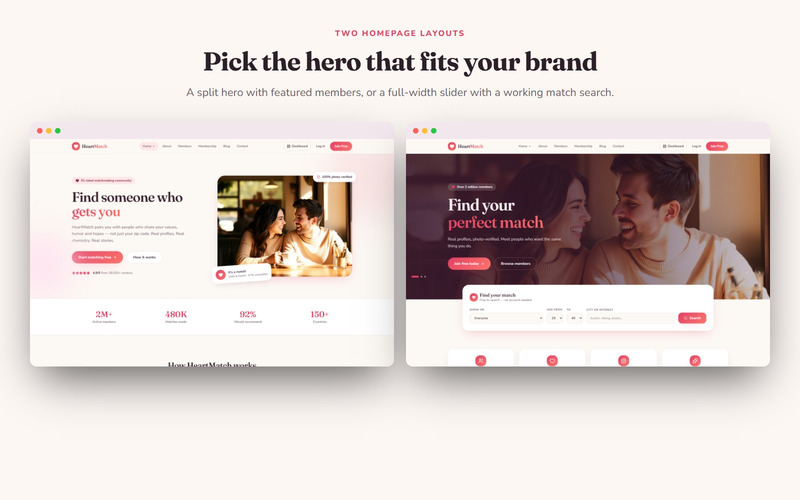 HeartMatch — шаблон сайта знакомств и знакомств с панелью администратора - Features Image 3