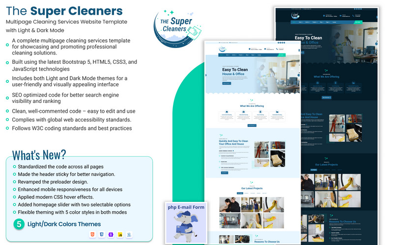 قالب HTML وب سایت خدمات نظافتی چند صفحه ای The Super Cleaners - تصویر ویژگی 1