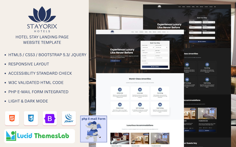 Stayorix – Resort and Hotel Booking HTML Template - Features Image 1