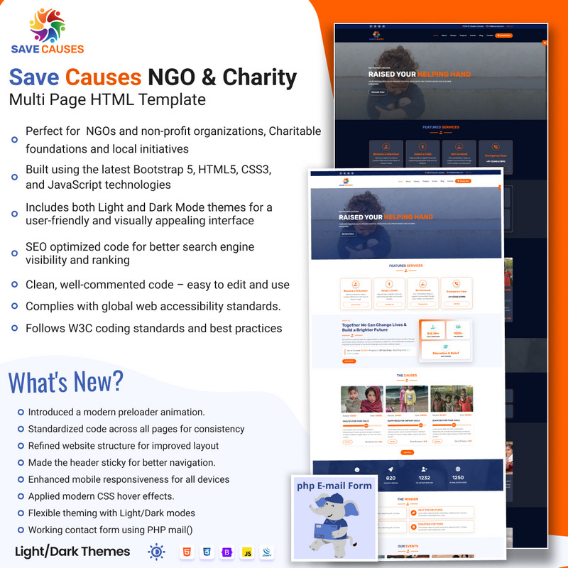 Zapisz przyczyny NGO Wielostronicowy szablon HTML i Bootstrap5 witryny - Obraz funkcji 1