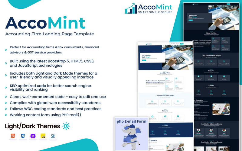 AccoMint – Accounting Firm Landing Page Template - Features Image 1