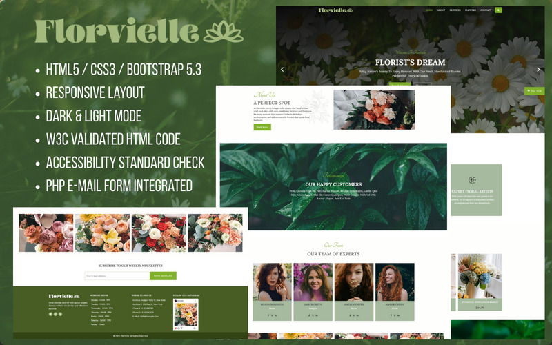 Florvielle – 优雅花店多页面 HTML 模板 - Features Image 1