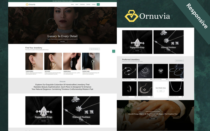 Ornuvia – Een HTML-websitesjabloon met meerdere pagina's voor een luxe juwelierszaak - Features Image 1