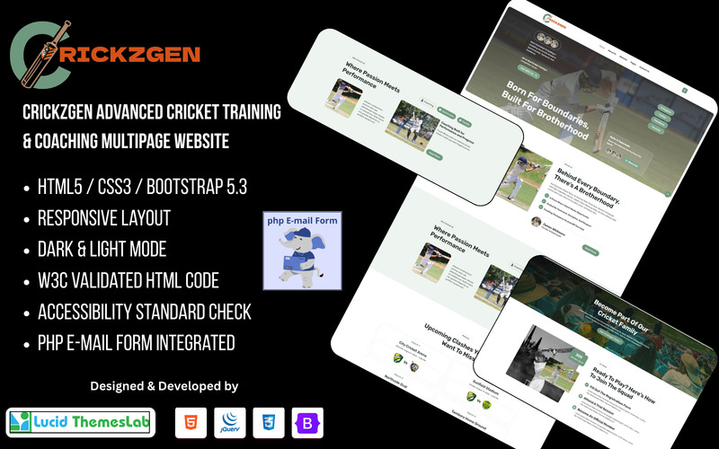 Crickzgen – Cricket Academy and Professional Coaching Multipage Website Template - Features Image 1