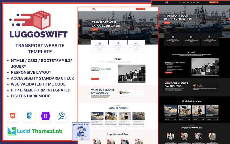 LuggoSwift – Logistics, Transport and Warehouse HTML Template with PHP Integration - Features Image 1