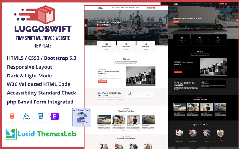 Luggoswift – Move and Transport Multipage Website Template - Features Image 1