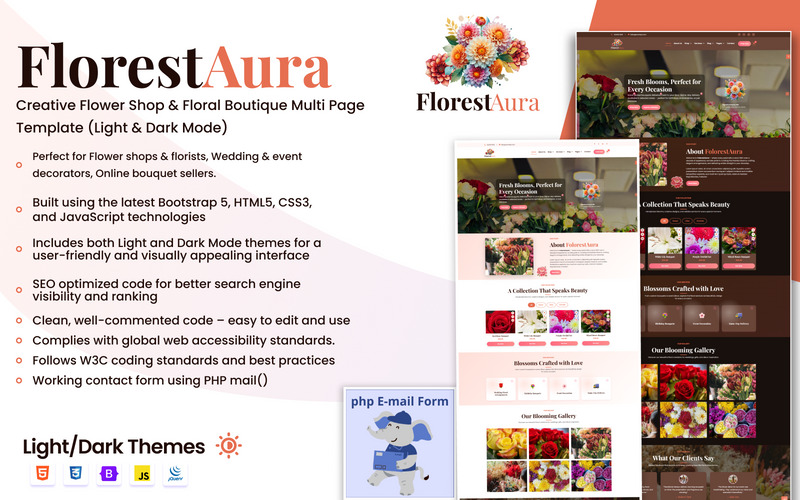FlorestAura – Creative Flower Shop and Floral Boutique Multi-Page Website Template - Features Image 1