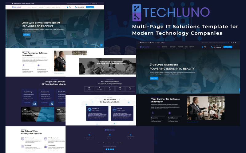 Techluno – Multipage IT and Software Company HTML Website Template - Features Image 1