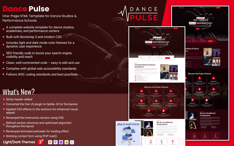 Dance Pulse – Modèle de site web d'une page pour studio de danse - Caractéristiques de l’image 1