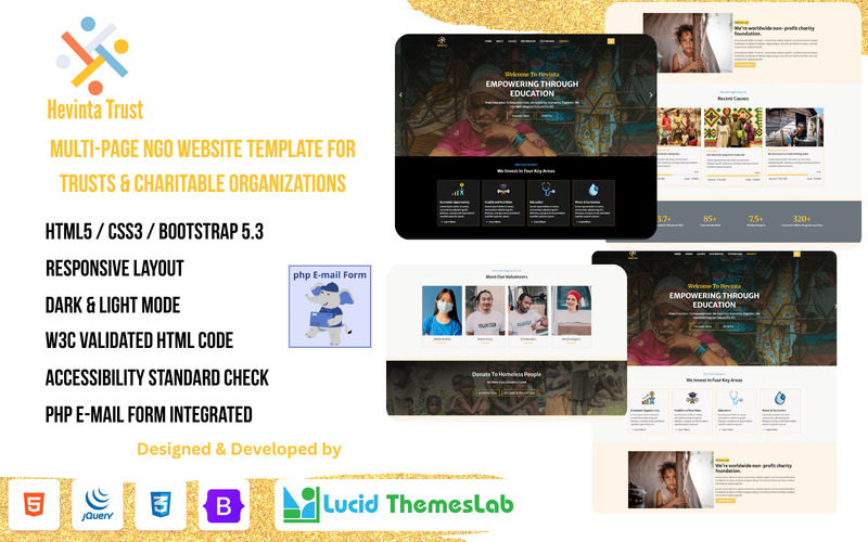 Hevinta – 现代非政府组织和慈善机构多页面网站模板（Bootstrap 5，浅色/深色模式） - Features Image 1