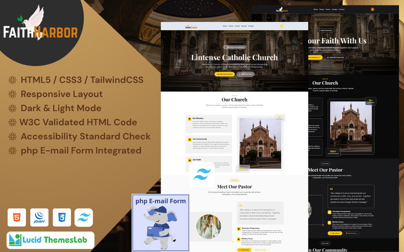 FaithHarbor – Modello di landing page per la chiesa cattolica - Caratteristiche Immagine 1