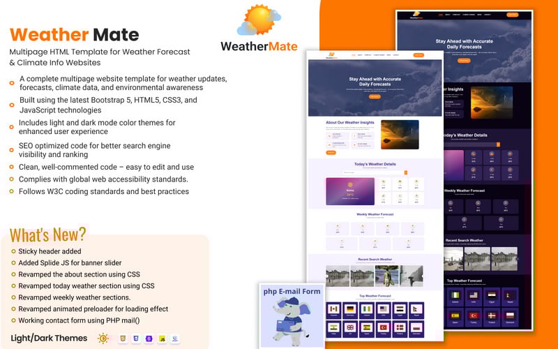 Weather Mate - Complete Weather Forecasts Bootstrap Website Template - Features Image 1