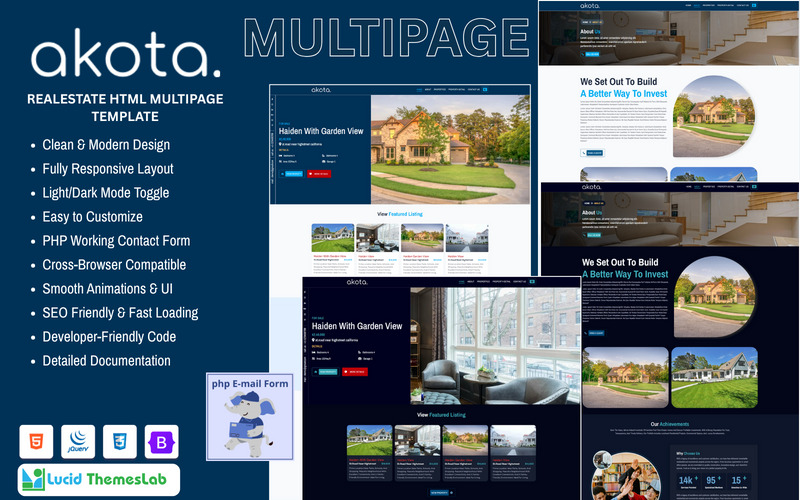Akota | Multipage Real-Estate HTML Template For Real-Estate Agents and Agencies. - Features Image 1