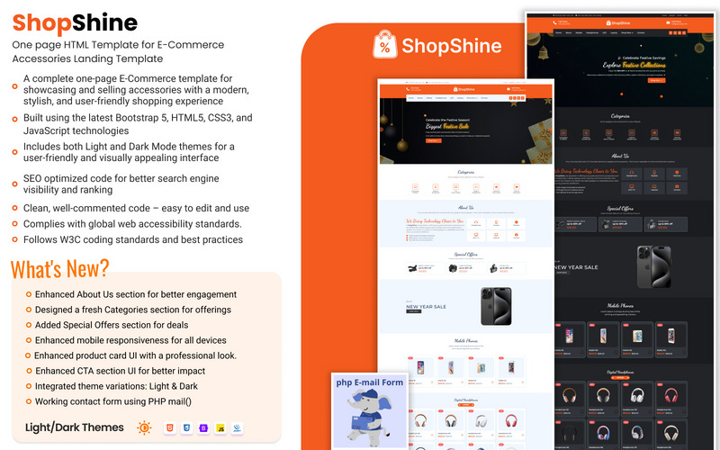 Shop Shine | Modello di sito Web HTML per saldi di Capodanno di una pagina - Caratteristiche Immagine 1