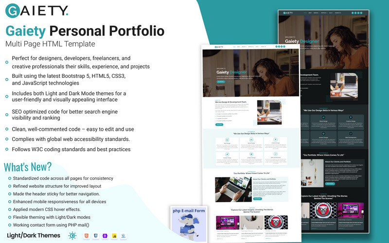 Gaiety – адаптивный шаблон многостраничного сайта-портфолио - Features Image 1