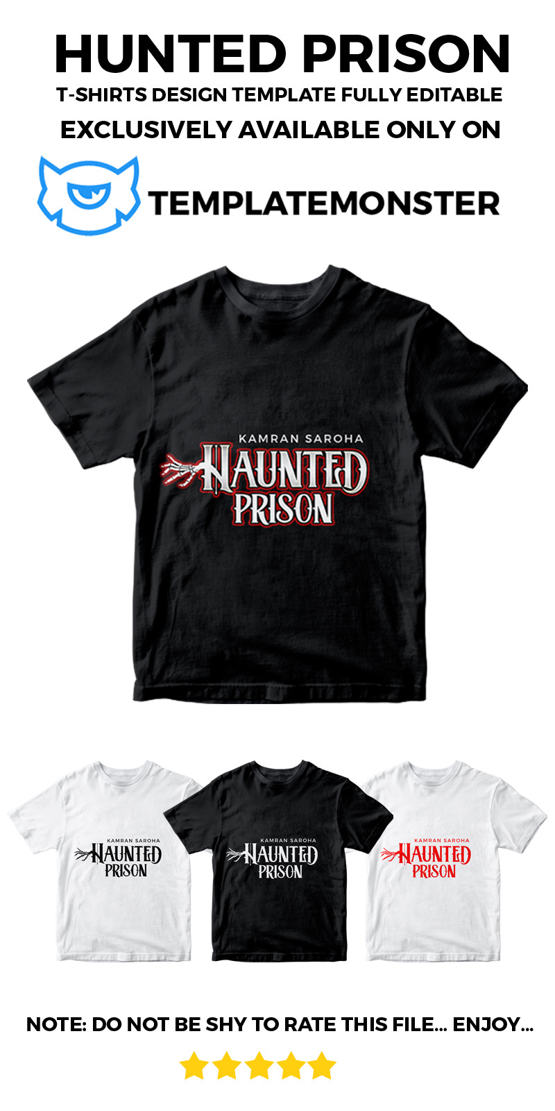 Hunted Prison T-Shirts Design Template Ghotic T-shirts Design Tamplete - Features Image 1