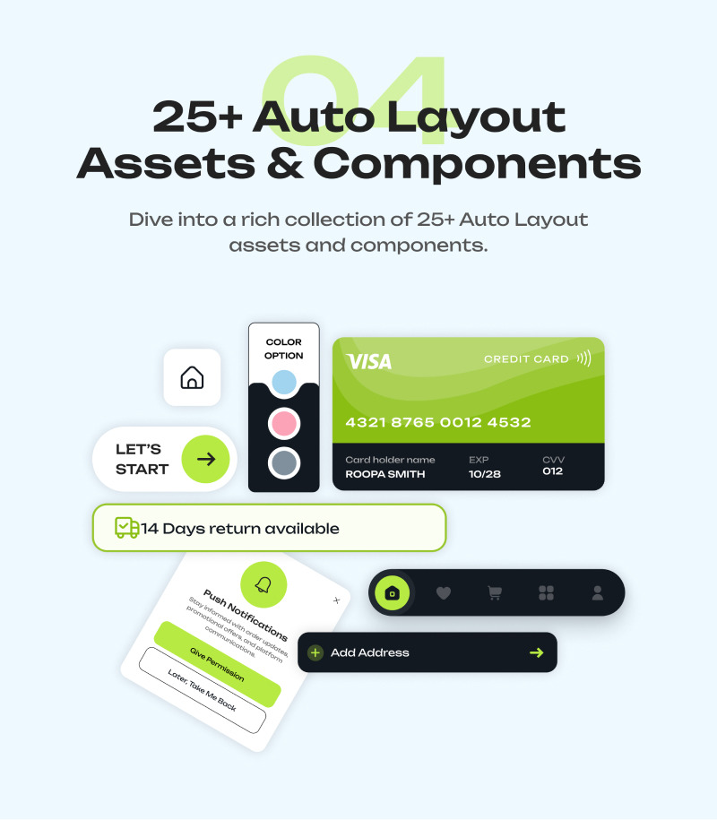 eBike - Electric Cycle Online Shop Figma Mobile App UI Kit - Features Image 5