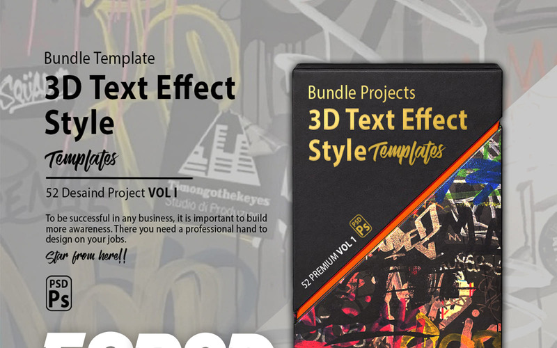 3D Text Effect Styles - 52 PSD Templates Pack
