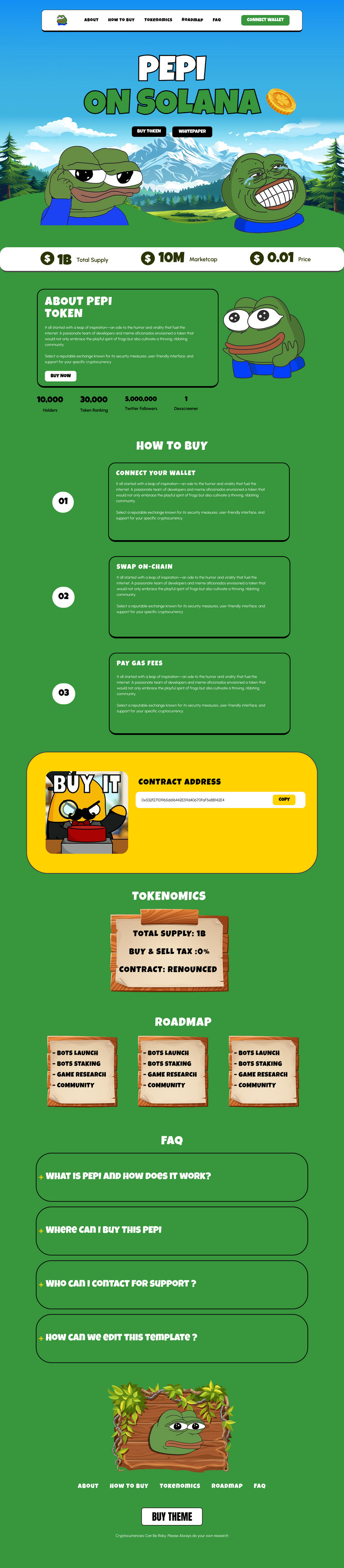 Pepi – Crypto Meme Coin Elementor Template Kit