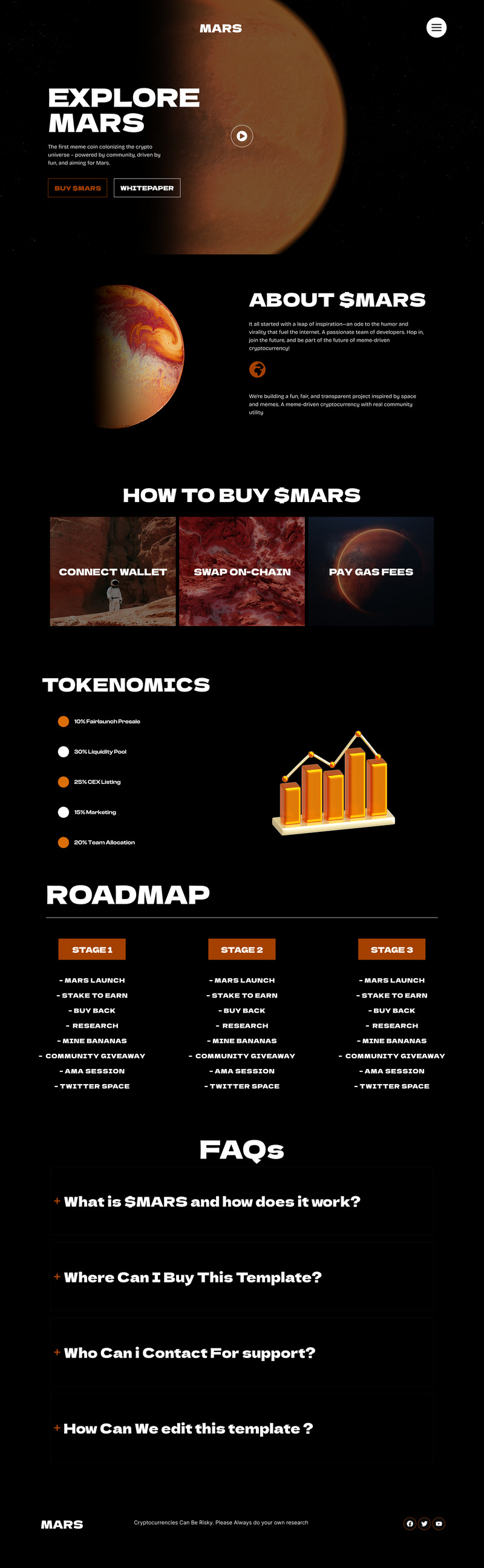 Mars – Crypto Meme Coin Elementor Landing Page