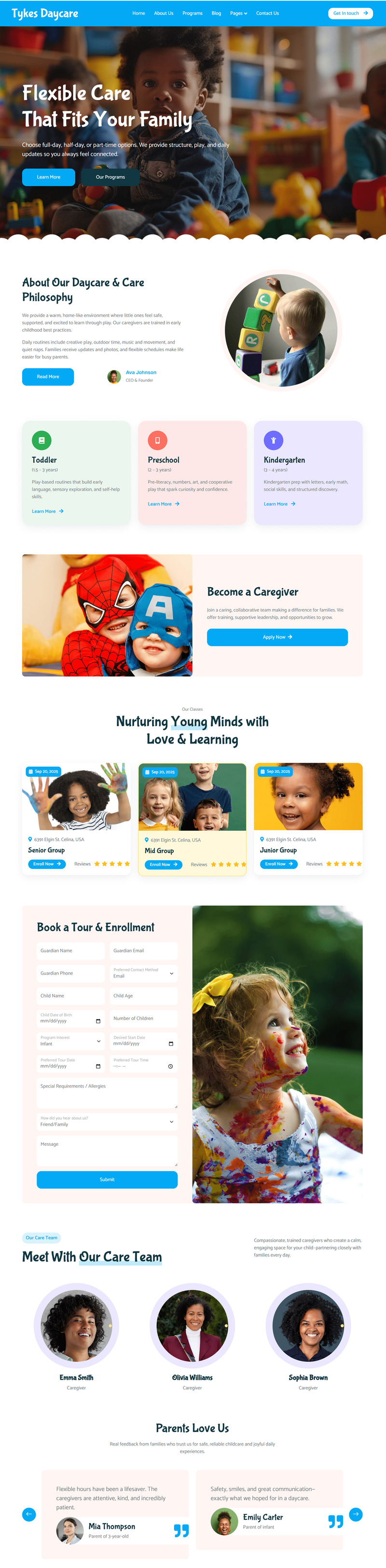 Tykes - Modello HTML per asilo nido e babysitter - Caratteristiche Immagine 1