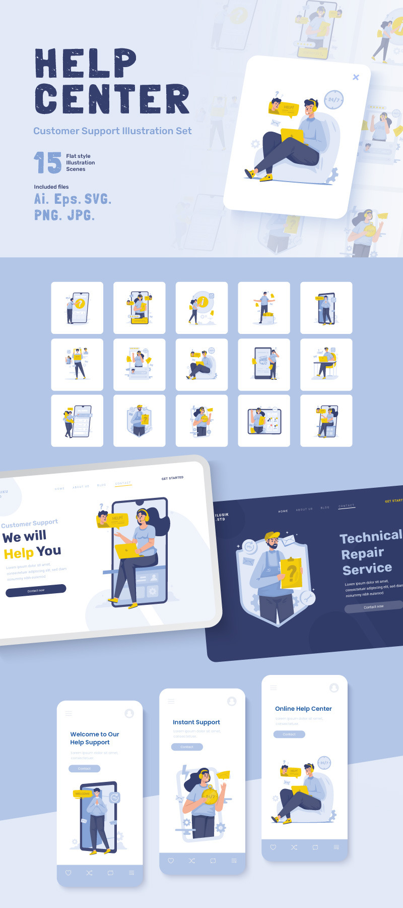Flatty - Help Center Ilustrace Set - Features Image 1