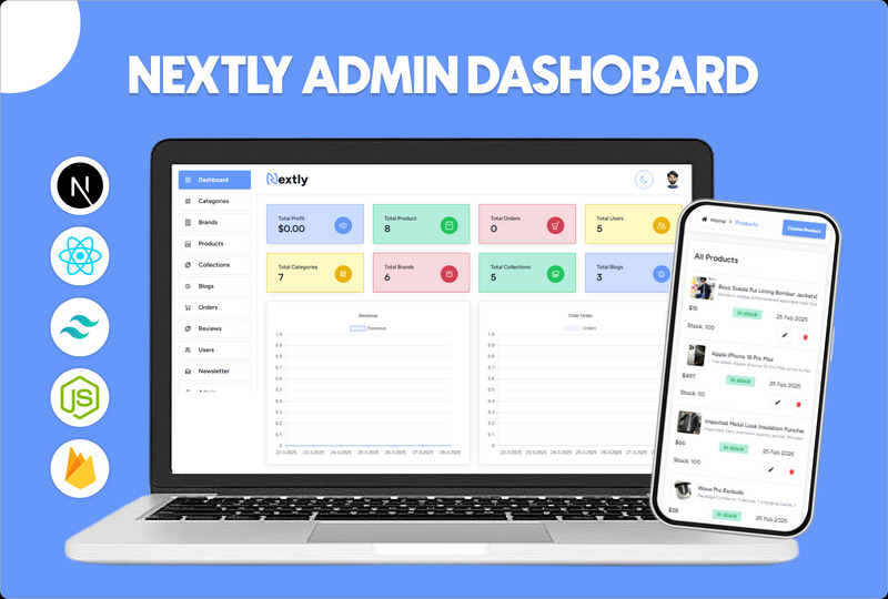 Nextly - Ecommerce Website Templates With Admin Dashboard - React/Next Js - Tailwind CSS, Firebase - Features Image 3