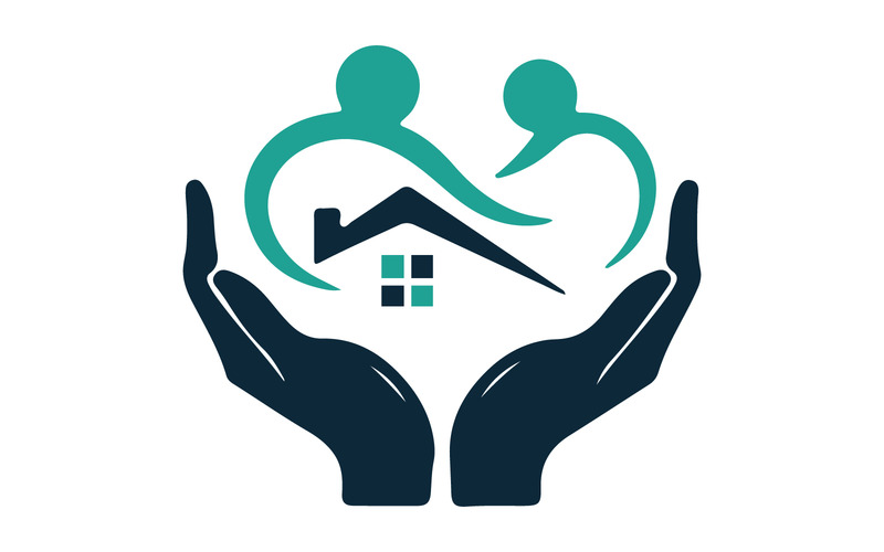 Logo pro sociální a bytové služby s pečujícími rukama lidí - Features Image 1