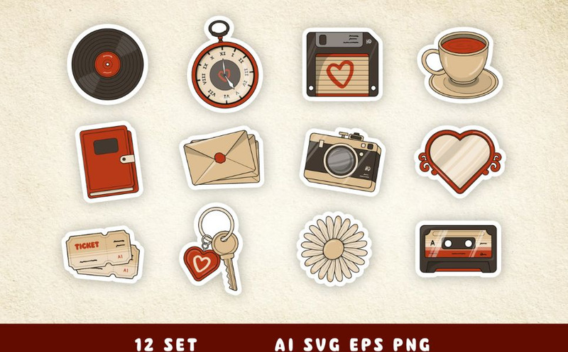 Vintage klistermärkesset samling - Features Image 2