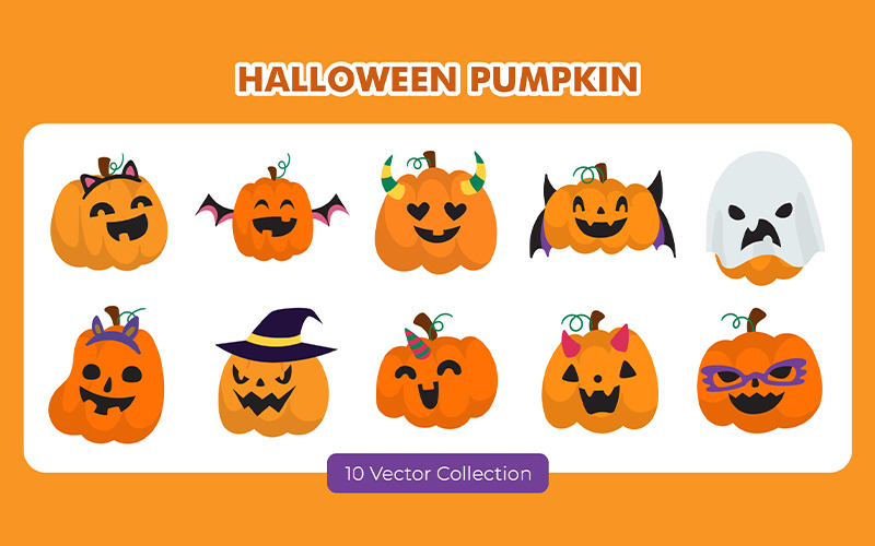 Halloween Pumpkin Vector Set - Features Image 1