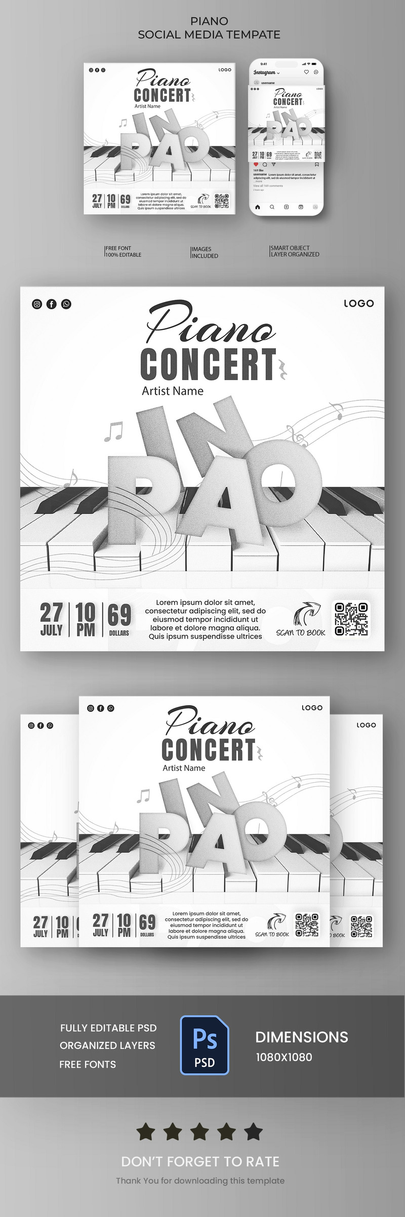 Piano Concert Social Media Template Light - Features Image 1