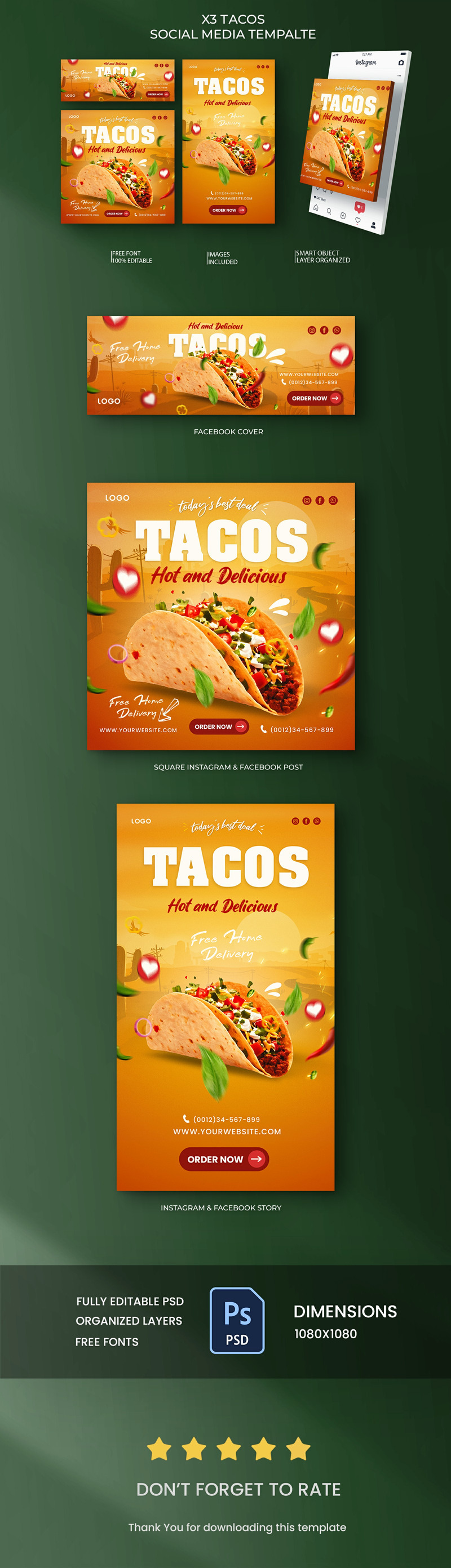 x3 Tacos Social Media Templates - Features Image 1