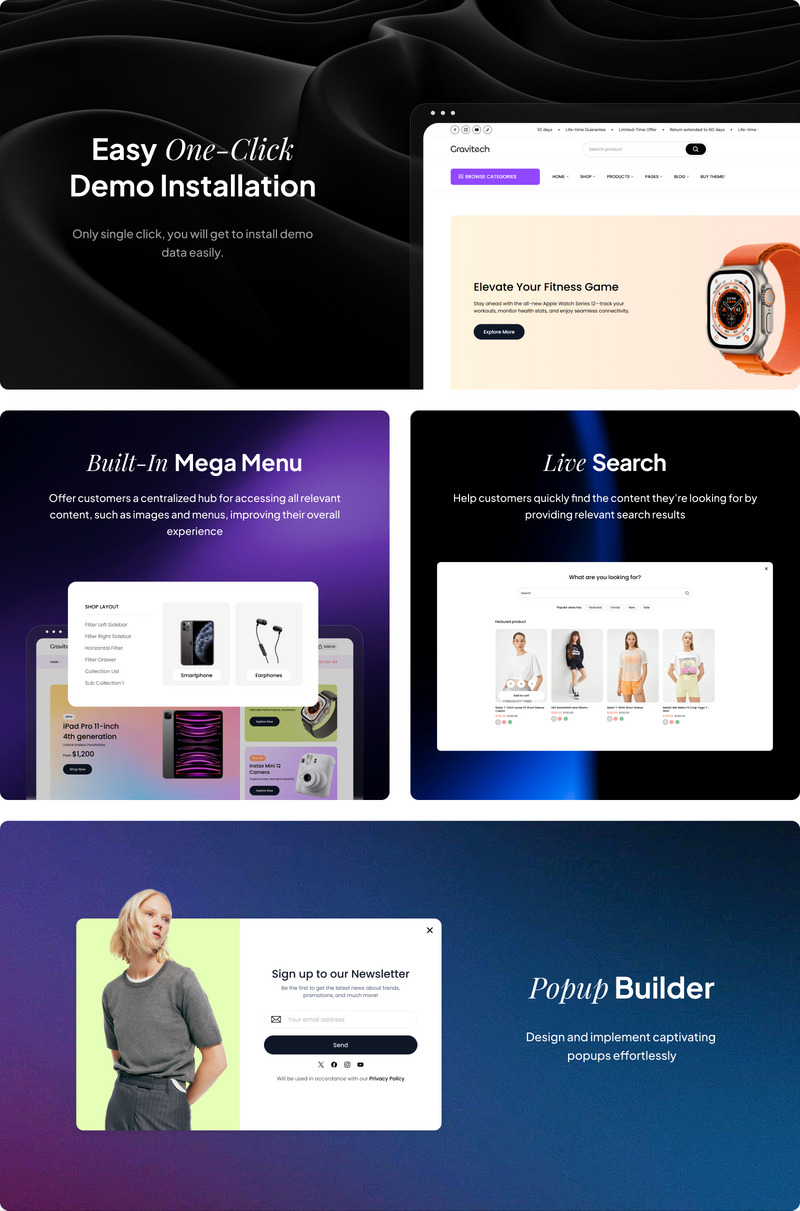 Tema Shopify multiuso Gravitech - Caratteristiche Immagine 3